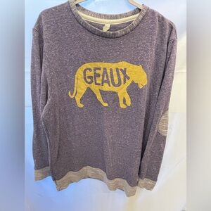 LSU Tigers GEAUX Oversized Sweatshirt | Elbow Patch | Purple | XL